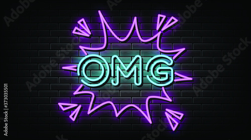 OMG neon sign  neon style vector