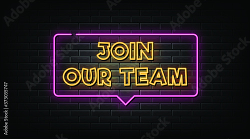 Join our team neon sign, neon style vector