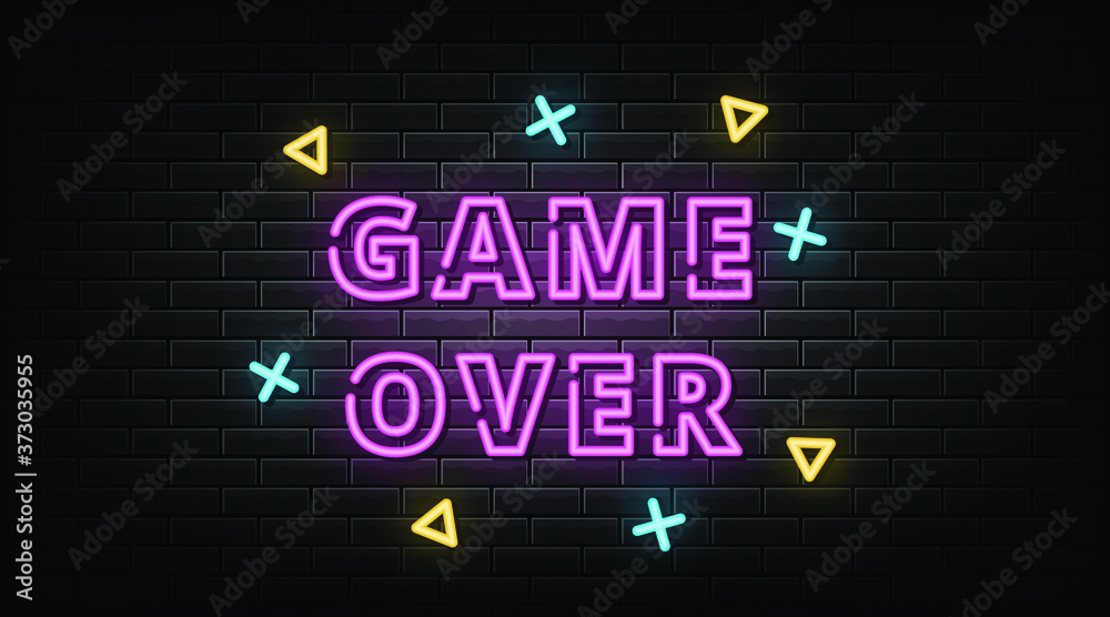 Game over neon sign, neon style vector Game over neon sign, neon style vector