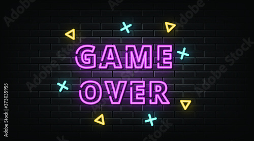 Game over neon sign, neon style vector