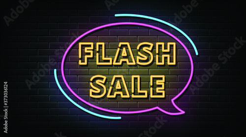 Flash sale neon sign, neon style vector