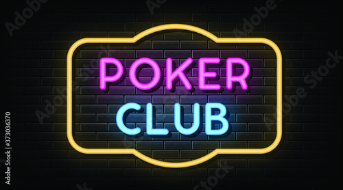 Poker club neon text neon sign and symbol