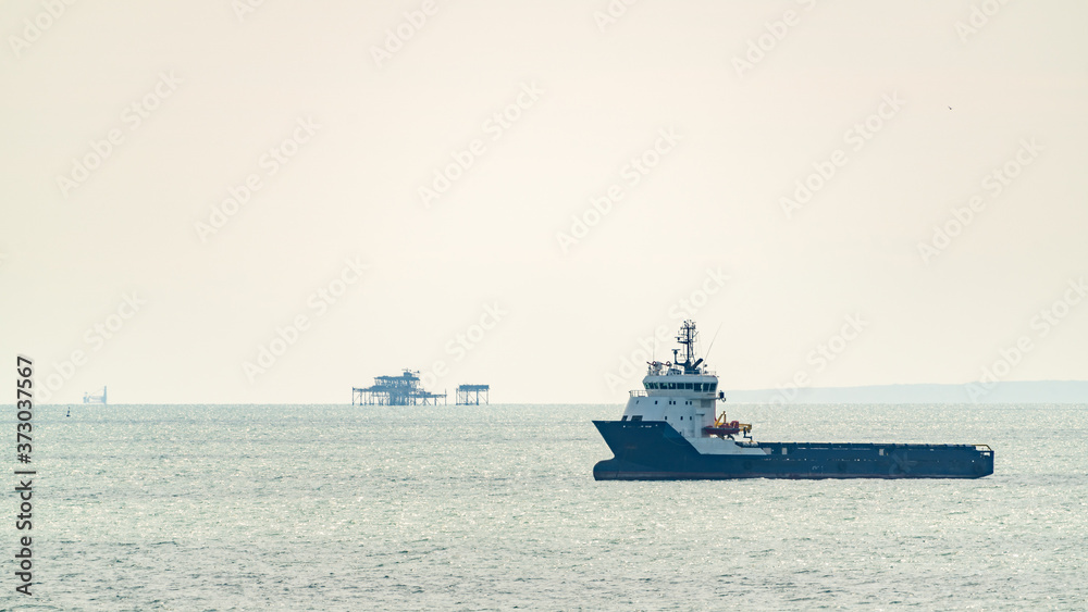 Small ship on the high seas