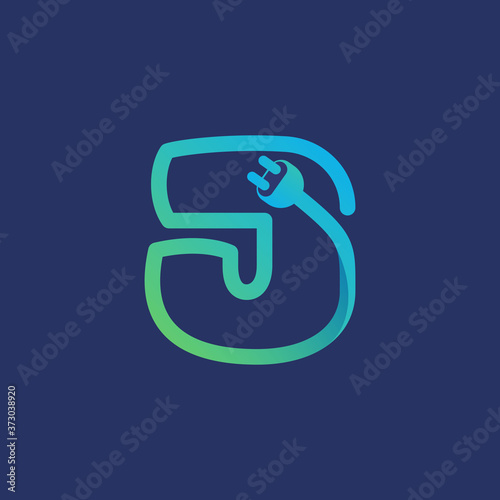 J letter logo made of plug cable.