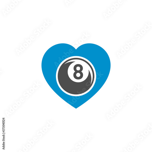 Love Billiards logo design vector. Sport labels for poolroom. Billiards club logo template.