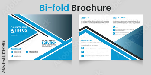 Business bi-fold brochure Template or magazine cover design vector template