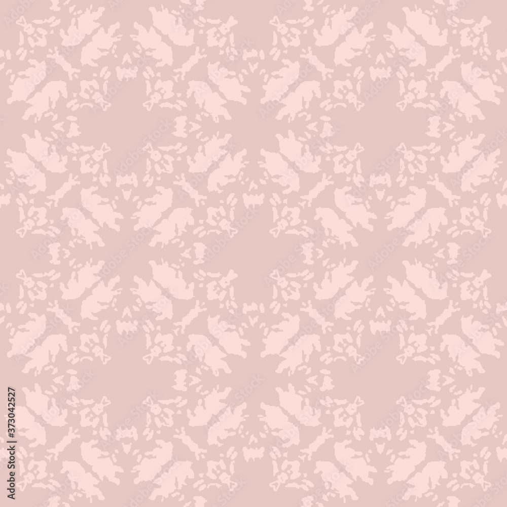 Pink distressed quatrefoil seamless vector pattern. Light monochromatic surface print design for backgrounds, texturing, fabric, minimal stationery, and packaging.