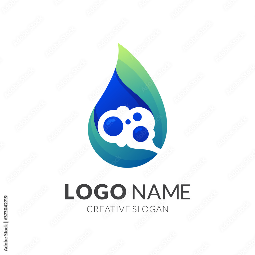 brain and water logo design, modern 3d logo style in gradient blue and green color brain and water logo design, modern 3d logo style in gradient blue and green color