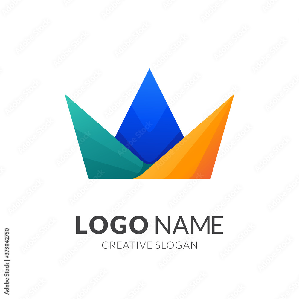 crown logo template, modern 3d logo style in gradient vibrant colors crown logo template, modern 3d logo style in gradient vibrant colors