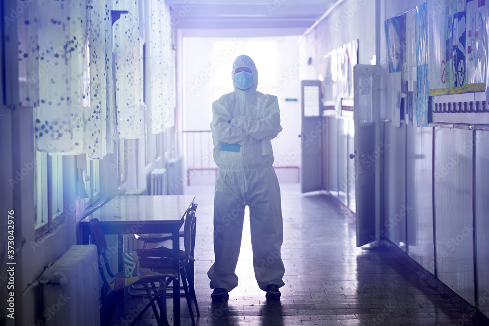 Cleaning and disinfection school class to prevent COVID-19.M Cleaning and disinfection school class to prevent COVID-19.M