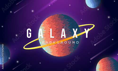 Galaxy background with colorful planets concept design