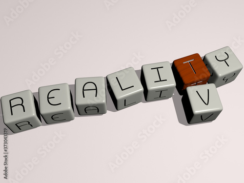 Tableau sur toile REALITY TV crossword by cubic dice letters, 3D illustration