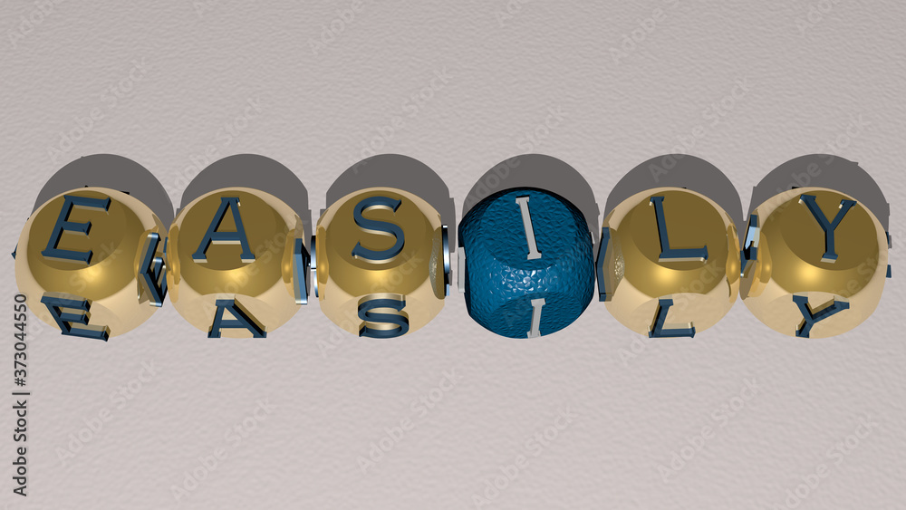 easily text by cubic dice letters, 3D illustration easily text by cubic dice letters, 3D illustration