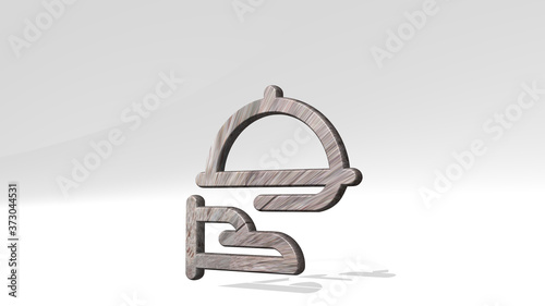 room service give plate 3D icon standing on the floor, 3D illustration
