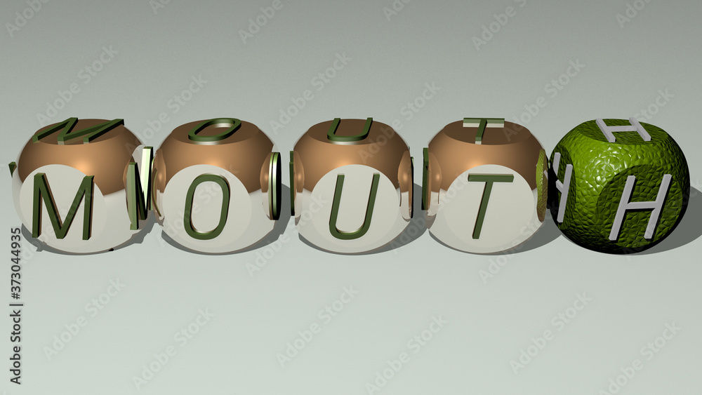 mouth text by cubic dice letters, 3D illustration
