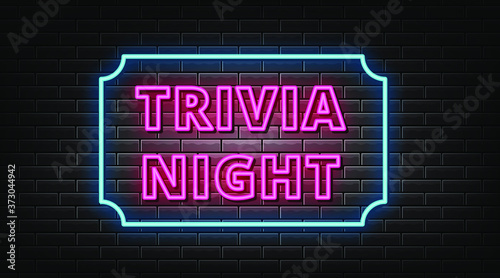 Trivia night neon signs vector. Design template neon sign