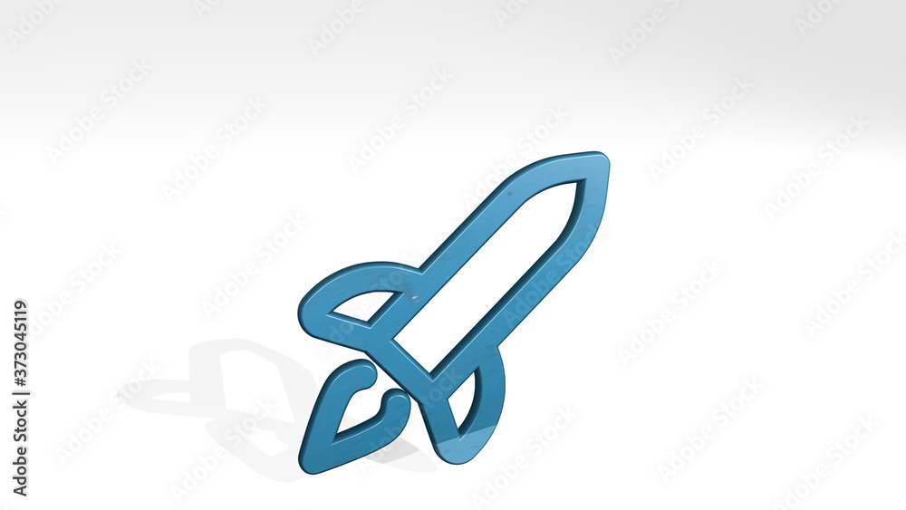 space rocket flying 3D icon standing on the floor, 3D illustration space rocket flying 3D icon standing on the floor, 3D illustration