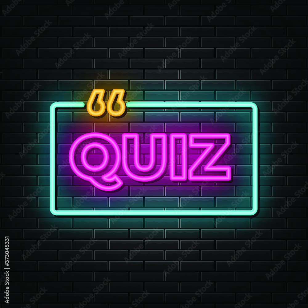Obraz premium Quiz neon signs vector. Design template neon sign