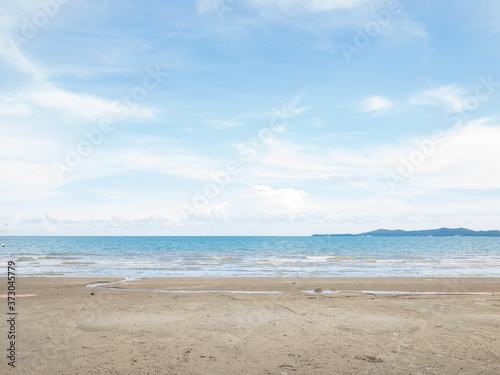 Sandy beaches and seas with soft white clouds, blue skies, Thailand's summer beaches. © death_rip