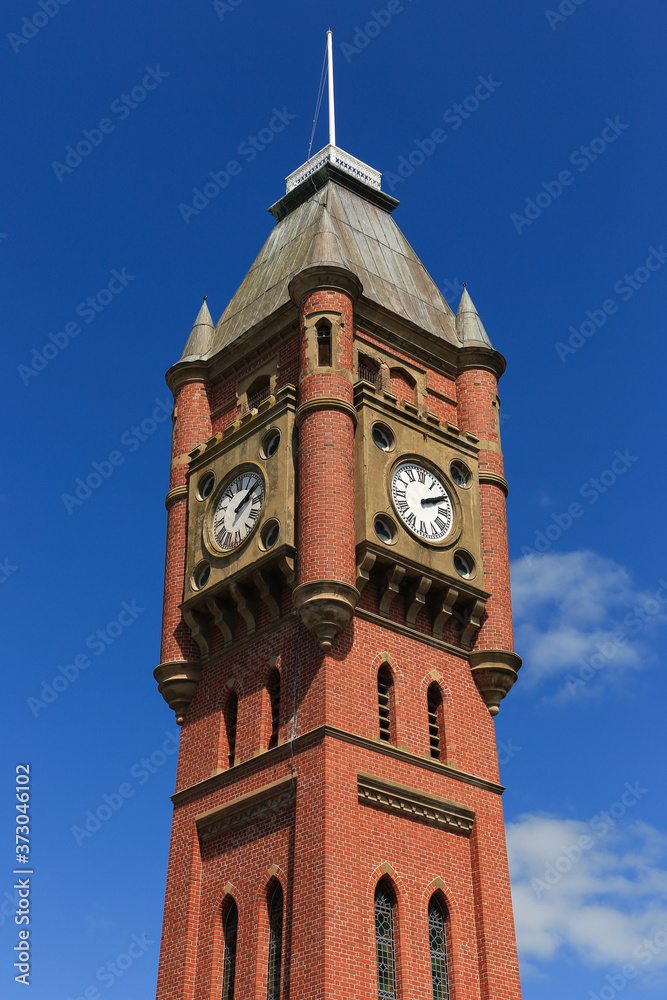 The historic Manifold Clock Tower (built 1897) in Camperdown, Victoria, Australia.