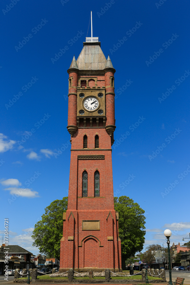 The historic Manifold Clock Tower (built 1897) in Camperdown, Victoria, Australia.
