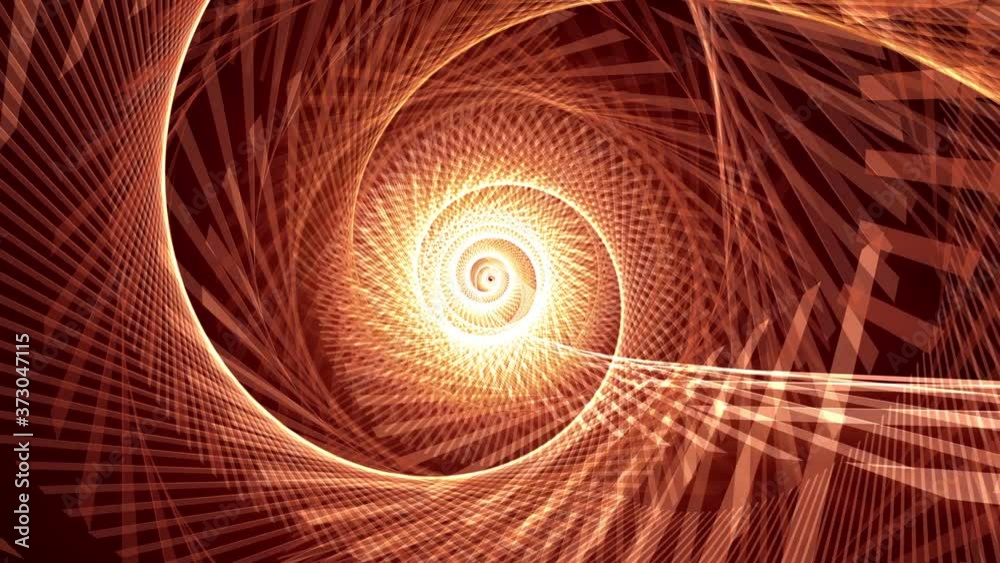 Abstract fantasy science technology  background glowing spiral neon light nest line rotating inside tunnel, spinning helix, hypnotic spiral spectrum, seamless looping animation. 4K 3D background.