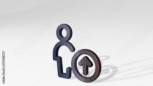 SINGLE NEUTRAL ACTIONS UPLOAD 3D icon standing on the floor, 3D illustration