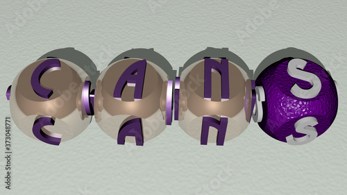 Photos CANS text by cubic dice letters, 3D illustration