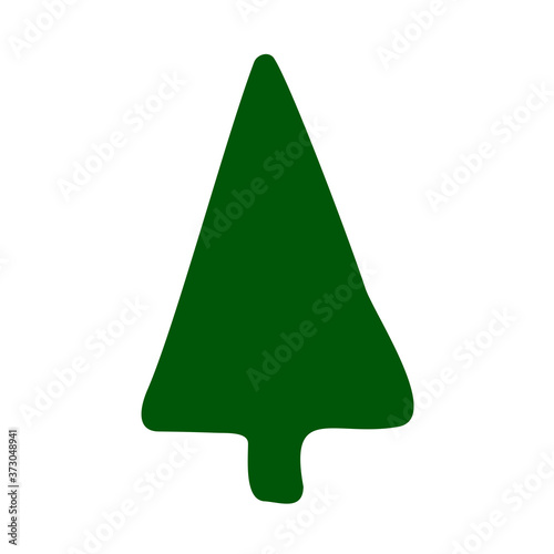 Christmas trees. Hand-draw doodles in green color.