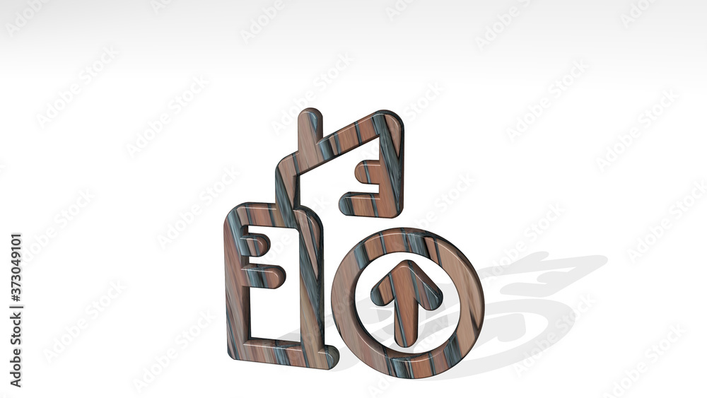 real estate action building upload 3D icon standing on the floor, 3D illustration real estate action building upload 3D icon standing on the floor, 3D illustration