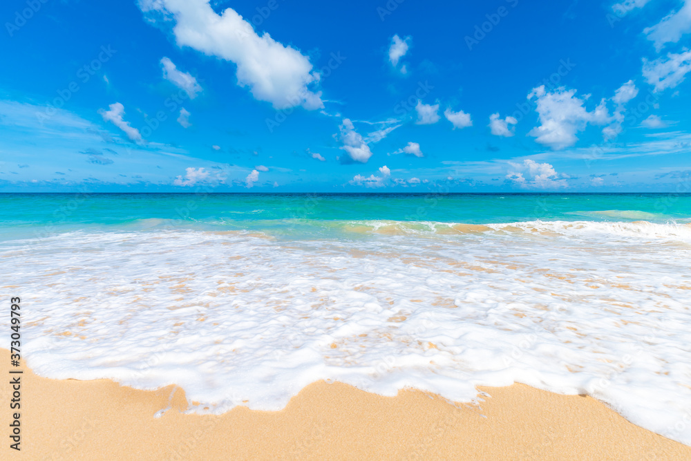 Serenity white snad sea wave beach against blue sky with cloud Serenity white snad sea wave beach against blue sky with cloud