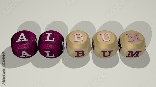 Photography album combined by dice letters and color crossing for the related meanings of th