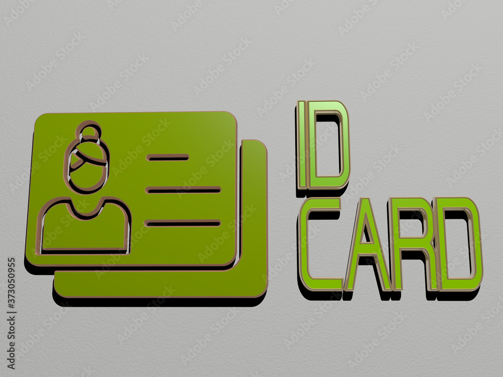 3D illustration of ID CARD graphics and text made by metallic dice ...