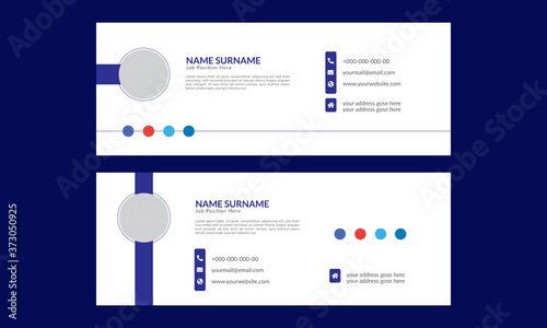 Corporate official email signature design template. Set of blue color email signature photo