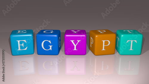 EGYPT combined by dice letters and color crossing for the related meanings of the concept, 3D illustration