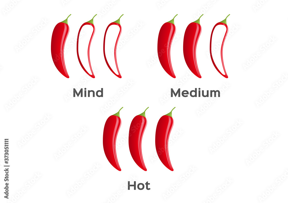 hot and spicy level of chilli peper vector on white background Stock