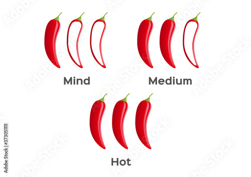 hot and spicy level of chilli peper vector on white background