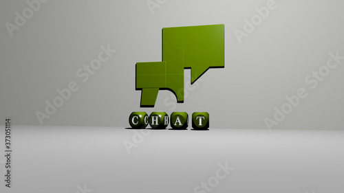 Canvas Print chat 3D icon on the wall and text of cubic alphabets on the floor, 3D illustrati