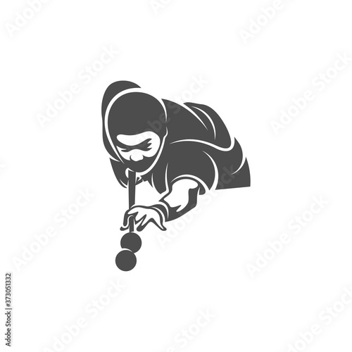 Player Billiards logo design vector. Illustration. Silhouette Player Billiard