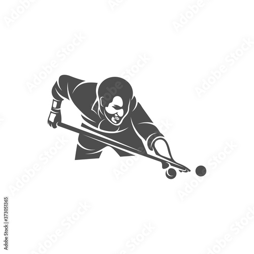 Player Billiards logo design vector. Illustration. Silhouette Player Billiard