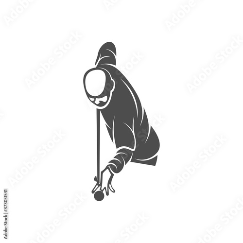 Player Billiards logo design vector. Illustration. Silhouette Player Billiard