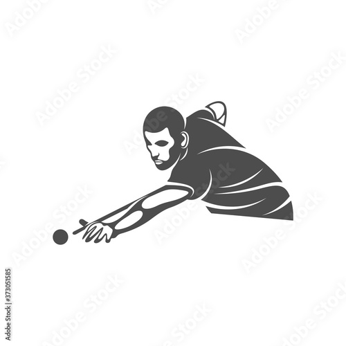 Player Billiards logo design vector. Illustration. Silhouette Player Billiard