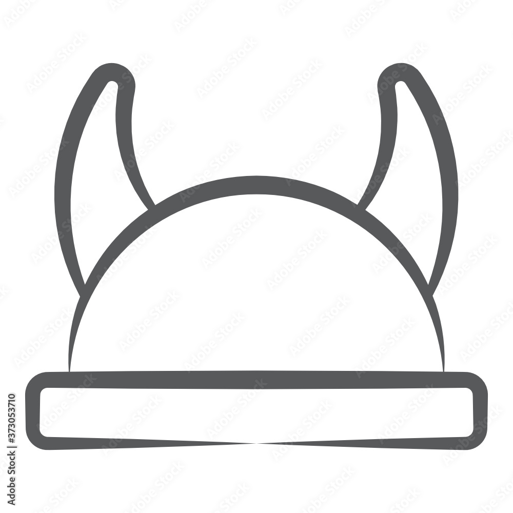 Devil horns on a cap, line icon
Devil horns on a cap, line icon