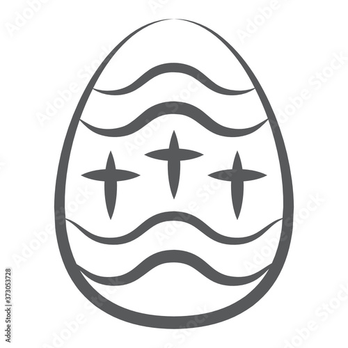 
Decorated eggshell for easter, easter egg line icon
