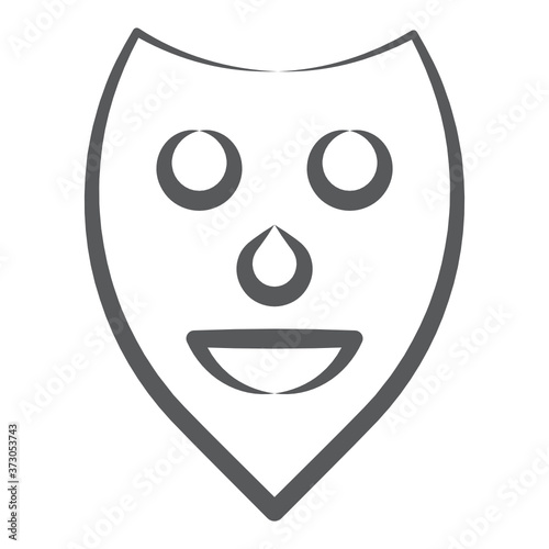  A happy face mask in line brush stroke icon 