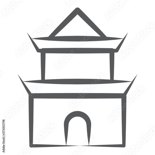 
A tiered tower in china known as pagoda, line icon
