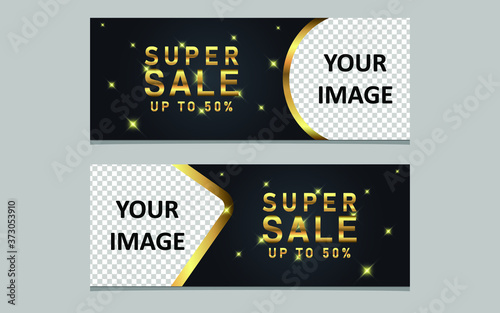 set of vector banners. Modern promotion web banner. Elegant sale and discount promo backgrounds with luxury and gold concept.