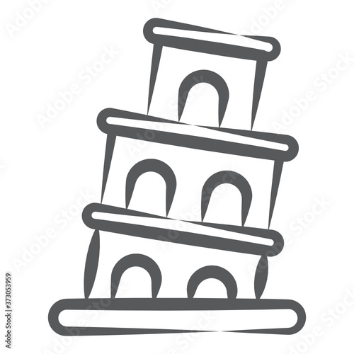 
Leaning tower in italy, pisa tower line icon
