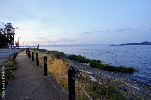 A beautiful photo of the waterfront of Port Hardy, British Columbia, Canada, on a lovely evening in the summer.