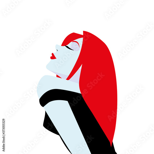 sexy red hair woman in comic style vector design